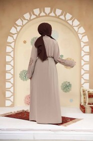 Modest Beige Plus Size Abaya 45302BEJ - 4