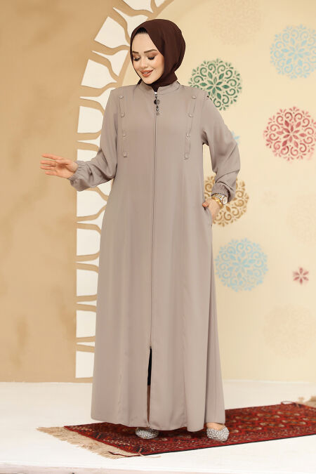 Modest Beige Plus Size Abaya 45304BEJ - NEVA STYLE