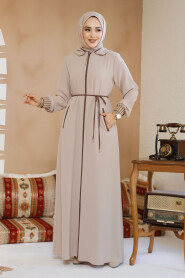 Modest Beige Plus Size Abaya 81151BEJ - 3