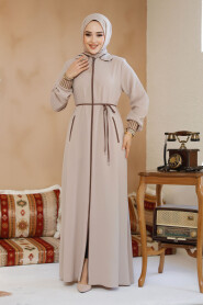 Modest Beige Plus Size Abaya 81151BEJ - 4