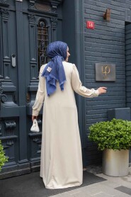 Modest Beige Plus Size Dress 23815BEJ - 3