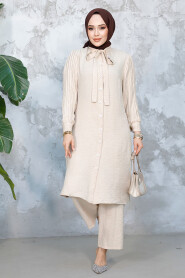 Modest Beige Plus Size Dual Suit 51991BEJ - 3