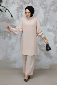 Modest Beige Plus Size Dual Suit 65882BEJ - 2