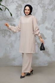 Modest Beige Plus Size Dual Suit 65882BEJ 