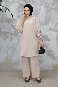 Modest Beige Plus Size Dual Suit 65882BEJ - 3