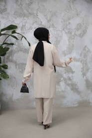 Modest Beige Plus Size Dual Suit 65882BEJ - 4