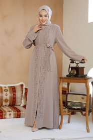 Modest Beige Plus Size Dubai Abaya 29118BEJ - 2