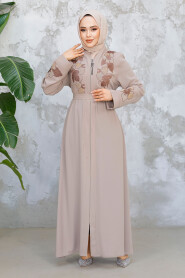 Modest Beige Plus Size Dubai Abaya 29124BEJ 