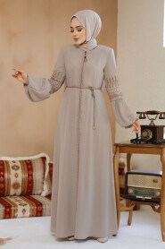 Modest Beige Plus Size Dubai Abaya 90351BEJ 