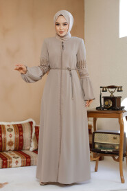 Modest Beige Plus Size Dubai Abaya 90351BEJ - 3