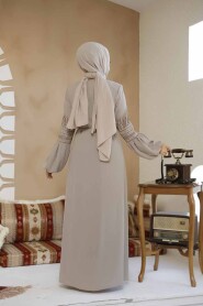 Modest Beige Plus Size Dubai Abaya 90351BEJ - 4