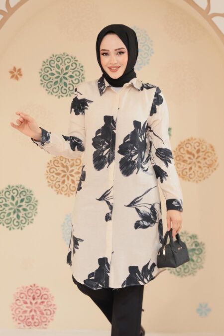 Modest Beige Plus Size Tunic 11732BEJ - NEVA STYLE