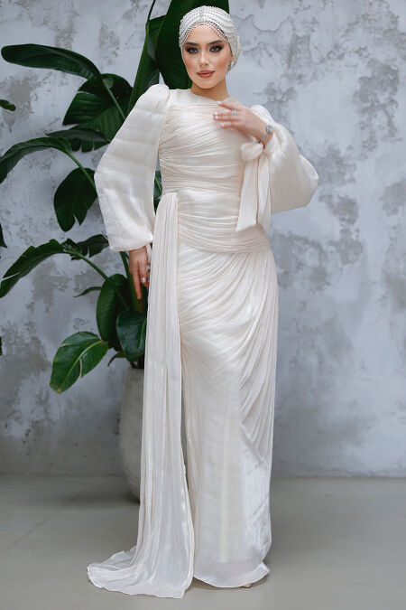 Modest Beige Prom Dress 48491BEJ - NEVA STYLE