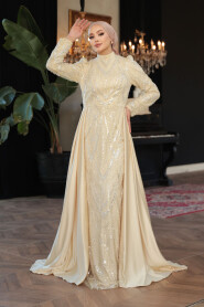 Modest Beige Prom Dress 51923BEJ - 3
