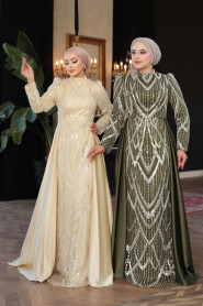 Modest Beige Prom Dress 51923BEJ - 5