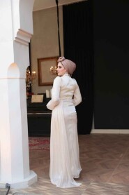 Modest Beige Prom Dress 52585BEJ - 4