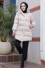 Modest Beige Puffer Coat 80191BEJ - 2