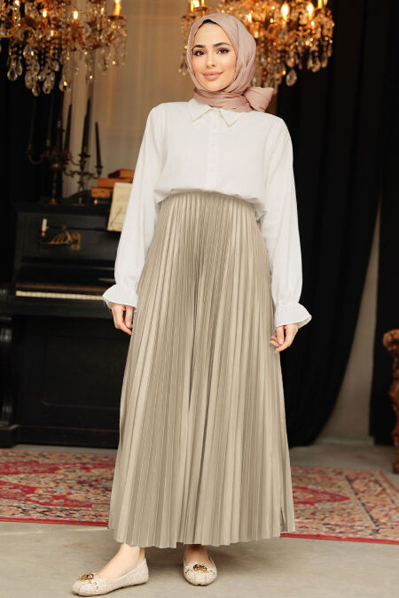 Modest Beige Skirt 9207BEJ - NEVA STYLE