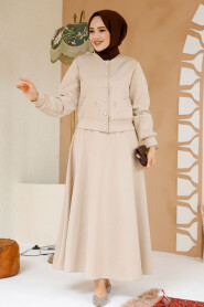 Modest Beige Skirted Dual Suit 1277BEJ - 2