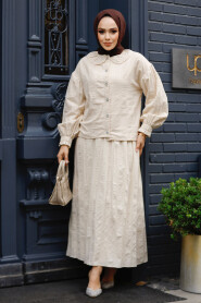 Modest Beige Skirted Dual Suit 30004BEJ - 1