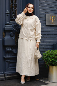 Modest Beige Skirted Dual Suit 30004BEJ - 2
