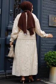 Modest Beige Skirted Dual Suit 30004BEJ - 3