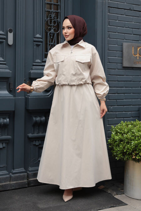 Modest Beige Skirted Dual Suit 4458BEJ - NEVA STYLE