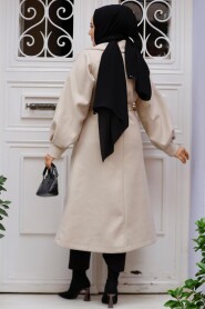 Modest Beige Stamp Coat 5946BEJ - 4