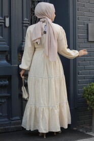 Modest Beige Summer Dress 10024BEJ - 3