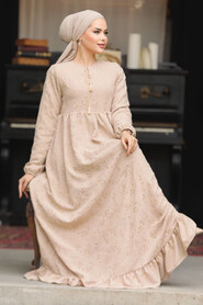 Modest Beige Summer Dress 23201BEJ - 3