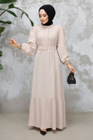 Modest Beige Summer Dress 65878BEJ - 3