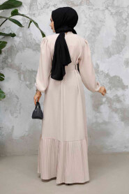 Modest Beige Summer Dress 65878BEJ - 4