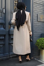 Modest Beige Trench Coat 19023BEJ - 4