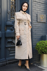 Modest Beige Trench Coat 19023BEJ - 1