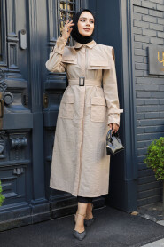 Modest Beige Trench Coat 19023BEJ - 2