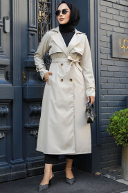 Modest Beige Trench Coat 6103BEJ - 1