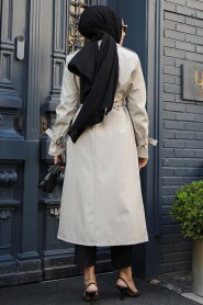 Modest Beige Trench Coat 6103BEJ - 3