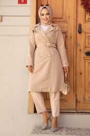 Modest Beige Trench Coat 61221BEJ - 1