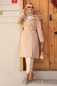 Modest Beige Trench Coat 61221BEJ - 2