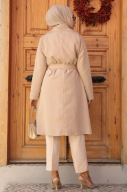 Modest Beige Trench Coat 61221BEJ - 4