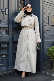 Modest Beige Trench Coat 684BEJ - 2