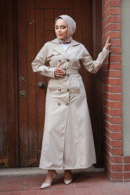 Modest Beige Trench Coat 7261BEJ - 2