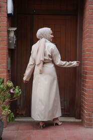Modest Beige Trench Coat 7261BEJ - 4