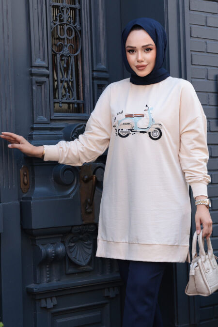 Modest Beige Tunic 10636BEJ - NEVA STYLE