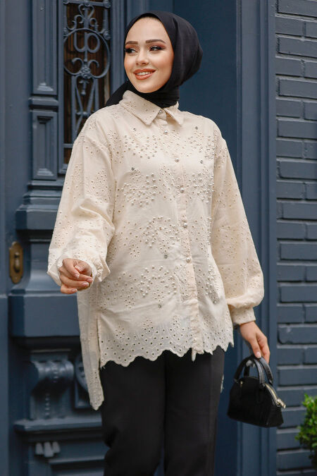 Modest Beige Tunic 13512BEJ - NEVA STYLE
