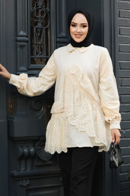 Modest Beige Tunic 14221BEJ - NEVA STYLE