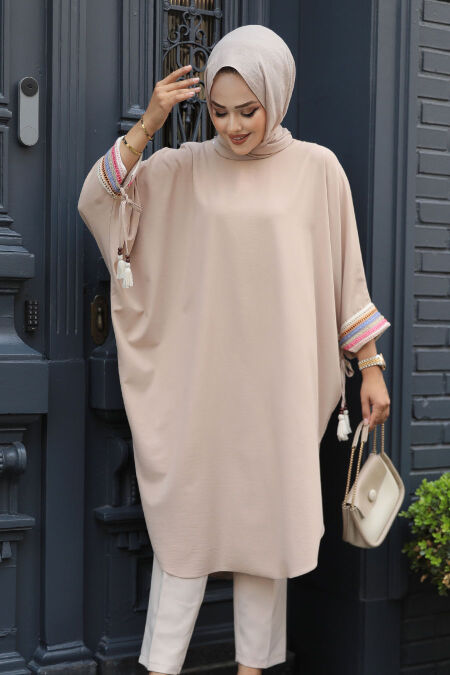 Modest Beige Tunic 210061BEJ - NEVA STYLE