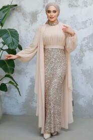 Modest Beige Wedding Dress 50231BEJ - 3