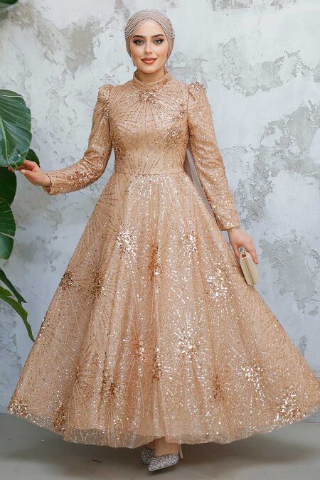 Modest Biscuit Elegant Evening Gown 50461BS - NEVA STYLE