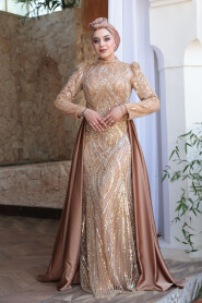 Modest Biscuit Evening Gown 51253BS - 2